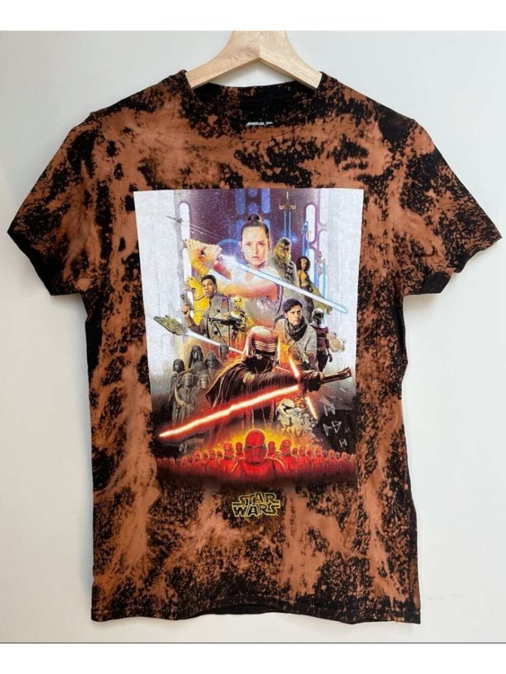 Star Wars upcycled bleached tie dyed t-shirt S